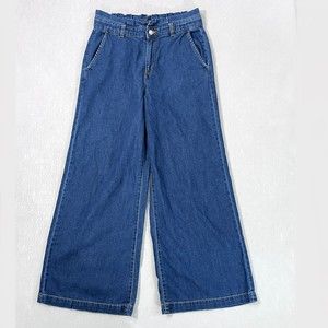 Banana Republic Jeans Women 28 / 6 Blue High-Rise Wide Leg Paperbag Waist Ankle